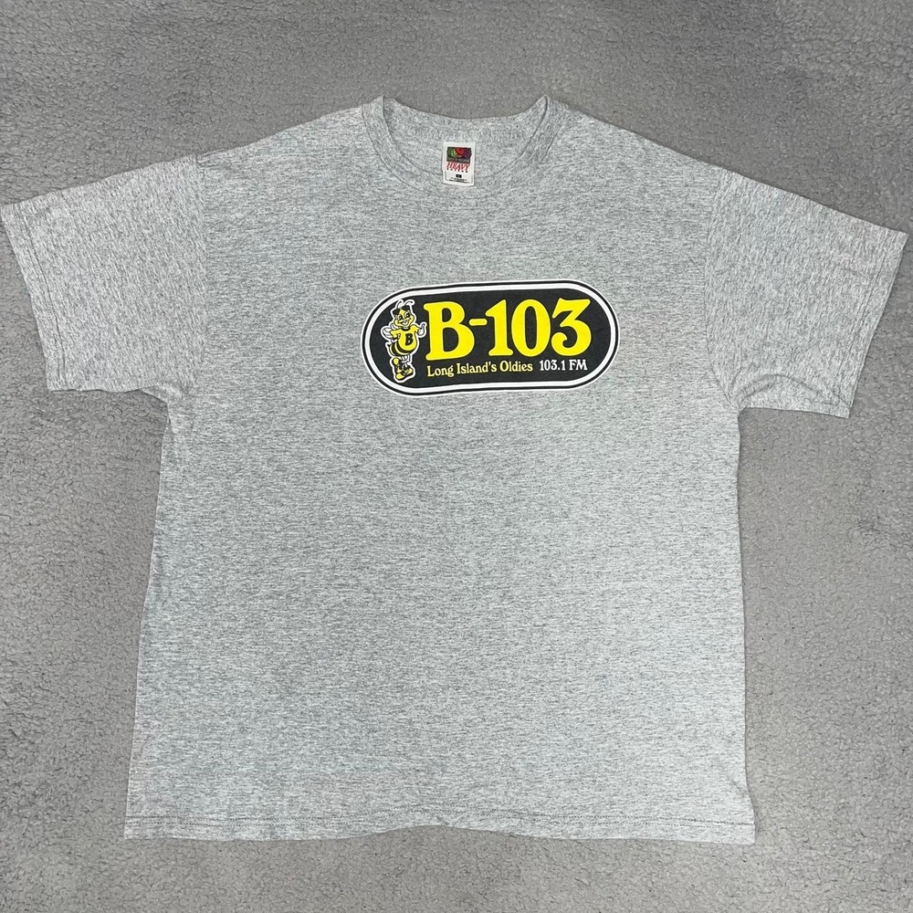 VTG B-103 Long Island's Oldies 103.1 FM T Shirt Men's XL Gray Newsday 2-Side Tee